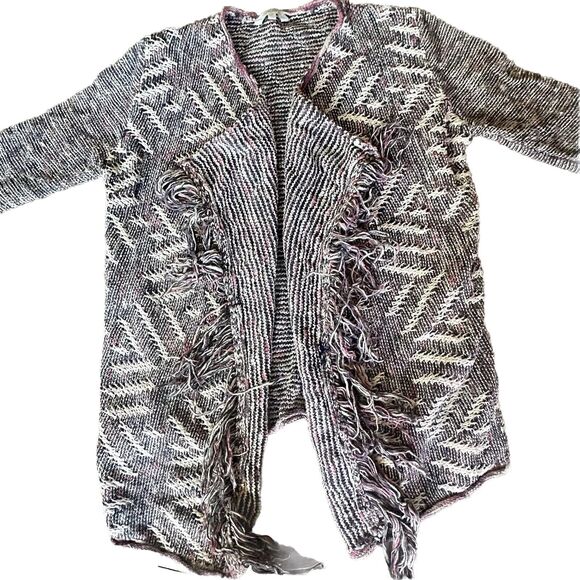 Lucky Brand Sweaters - Lucky Brand Knit Long Sleeve Open Cardigan Sz S Fringes style Boho 90s Y2K